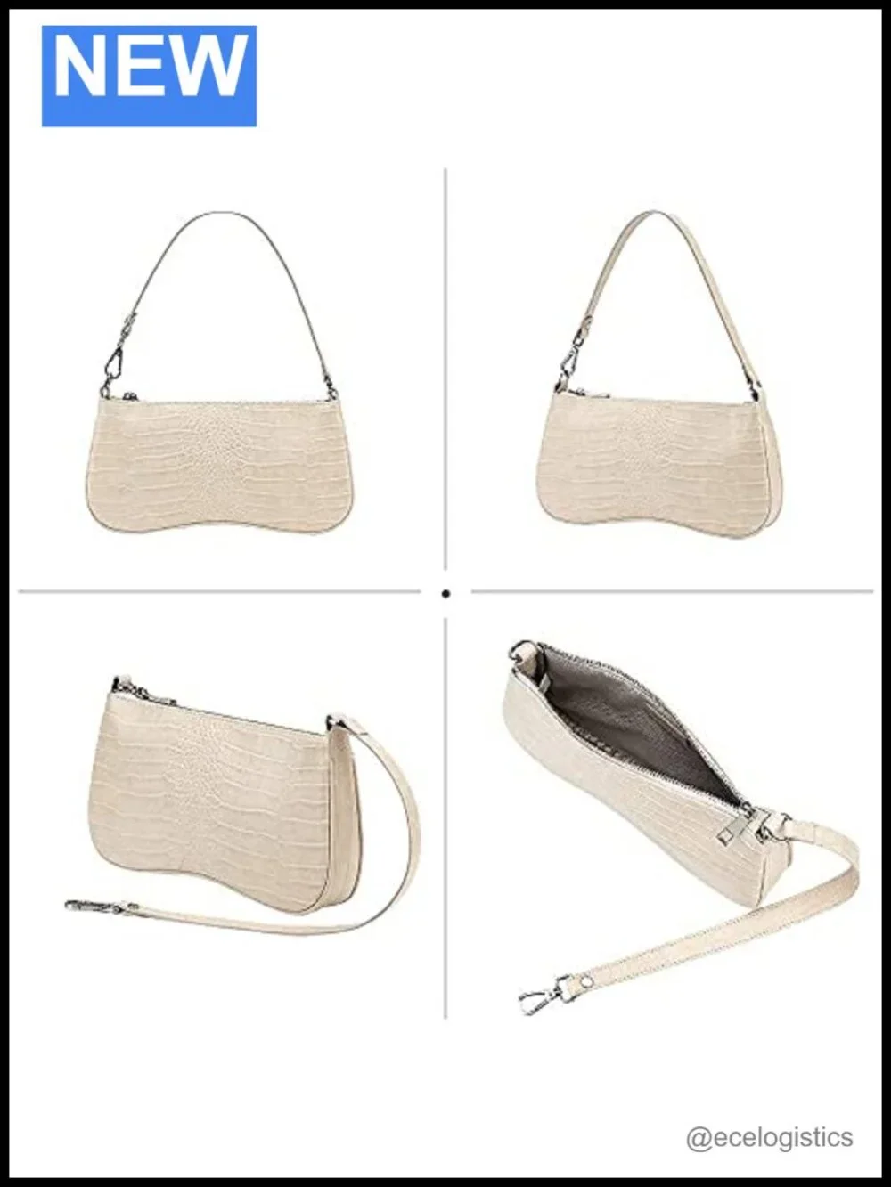 Vegan Leather Shoulder Bag Zip Closure Small Handbag